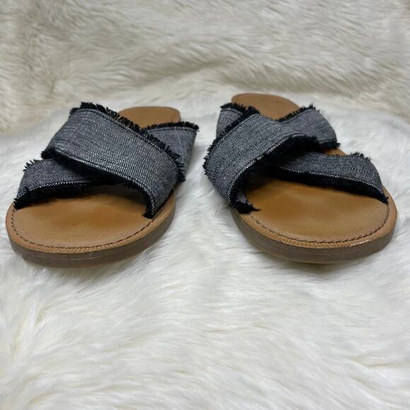 TOMS Viv Black Slide Sandals 7 - Picture 2 of 8